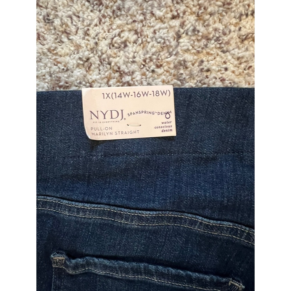 NYDJ Womens Marilyn Blue High Rise Pull On Straight Leg Jeans Sz 1XL - Picture 6 of 6